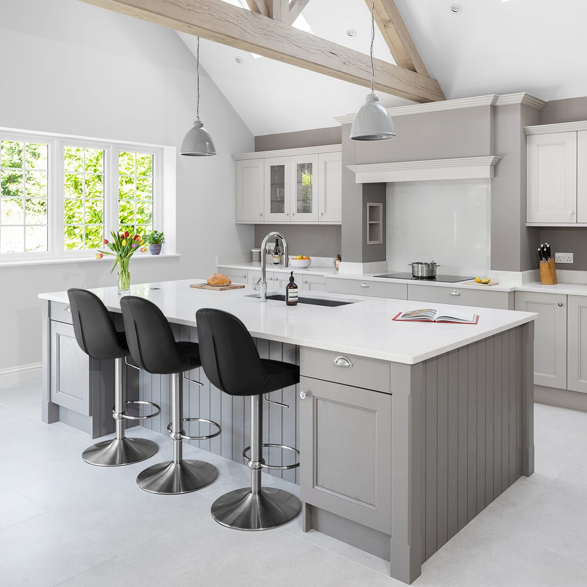 Ferrero Brushed Steel Bar Stool Black