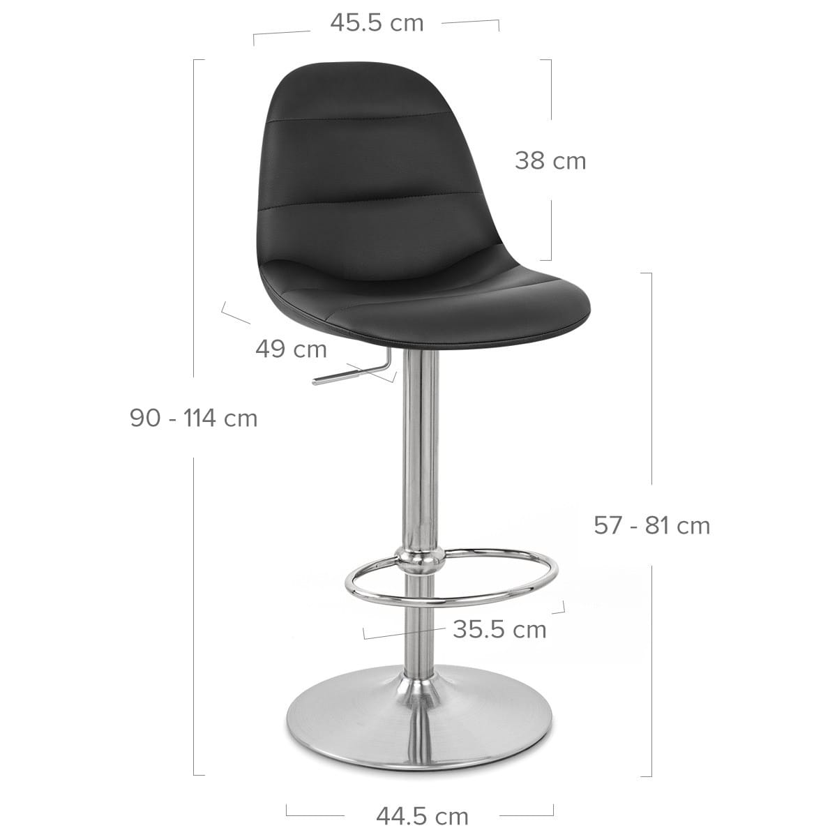 Ferrero Brushed Steel Bar Stool Black