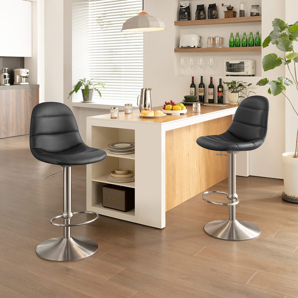 Ferrero Brushed Steel Bar Stool Black