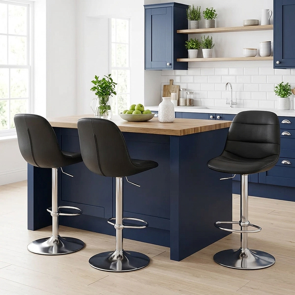 Ferrero Brushed Steel Bar Stool Black