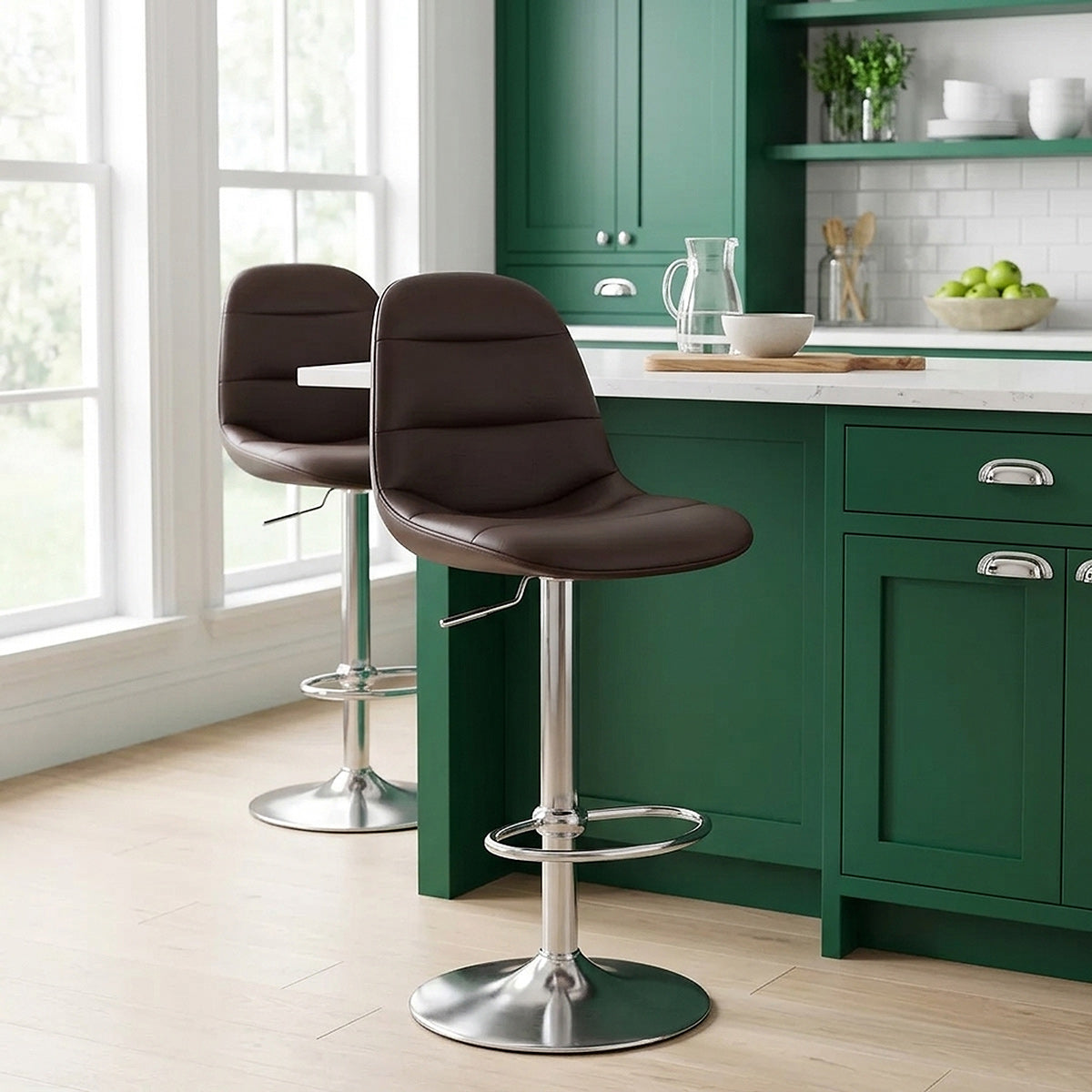 Ferrero Brushed Steel Bar Stool Brown