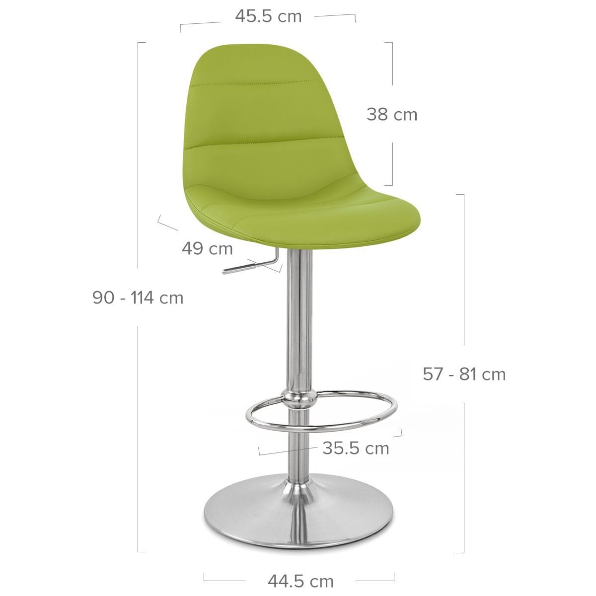 Ferrero Brushed Steel Bar Stool Green