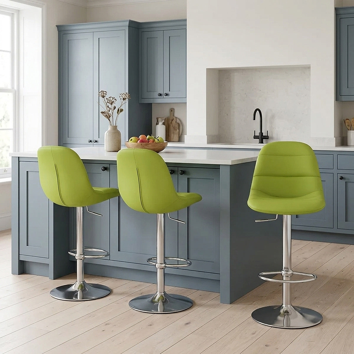 Ferrero Brushed Steel Bar Stool Green