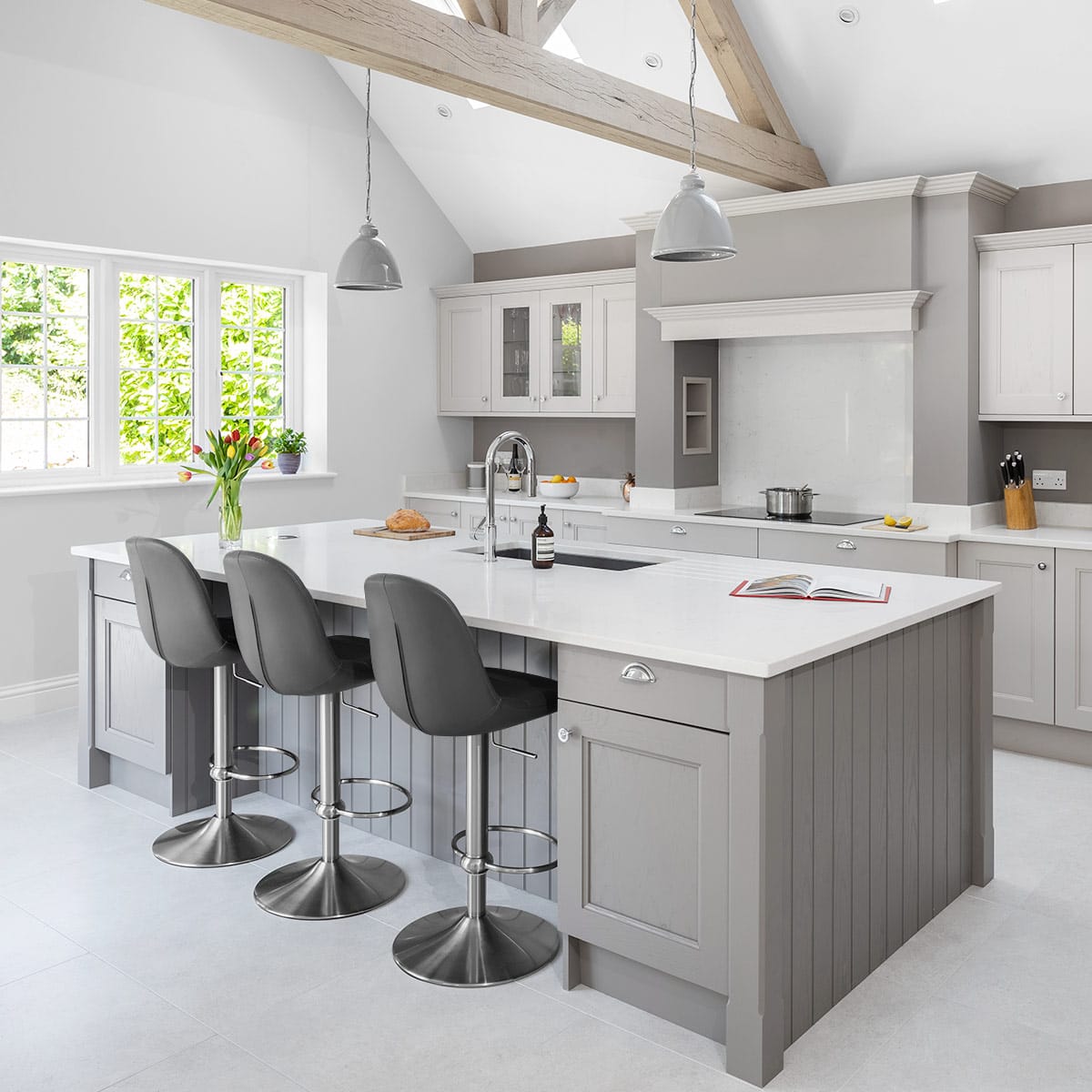 Ferrero Brushed Steel Bar Stool Grey