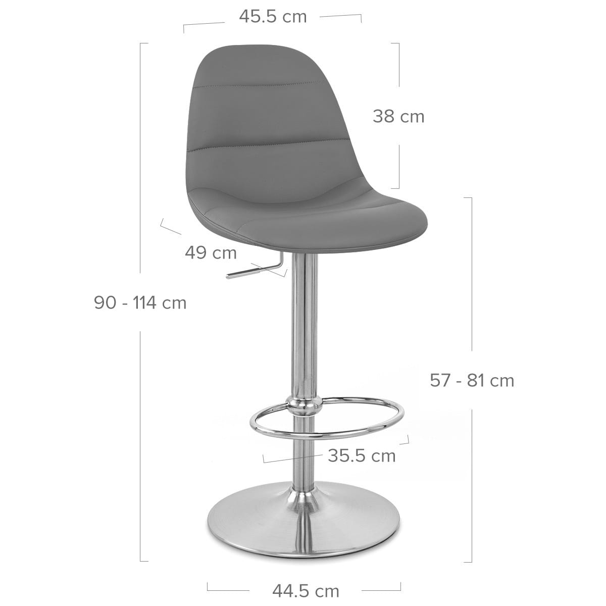 Ferrero Brushed Steel Bar Stool Grey