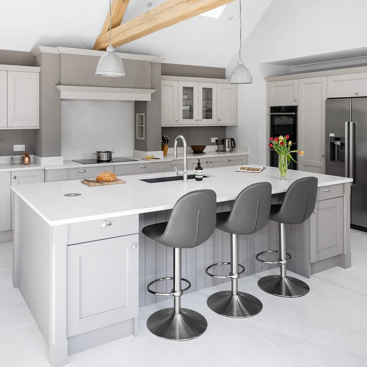 Ferrero Brushed Steel Bar Stool Grey