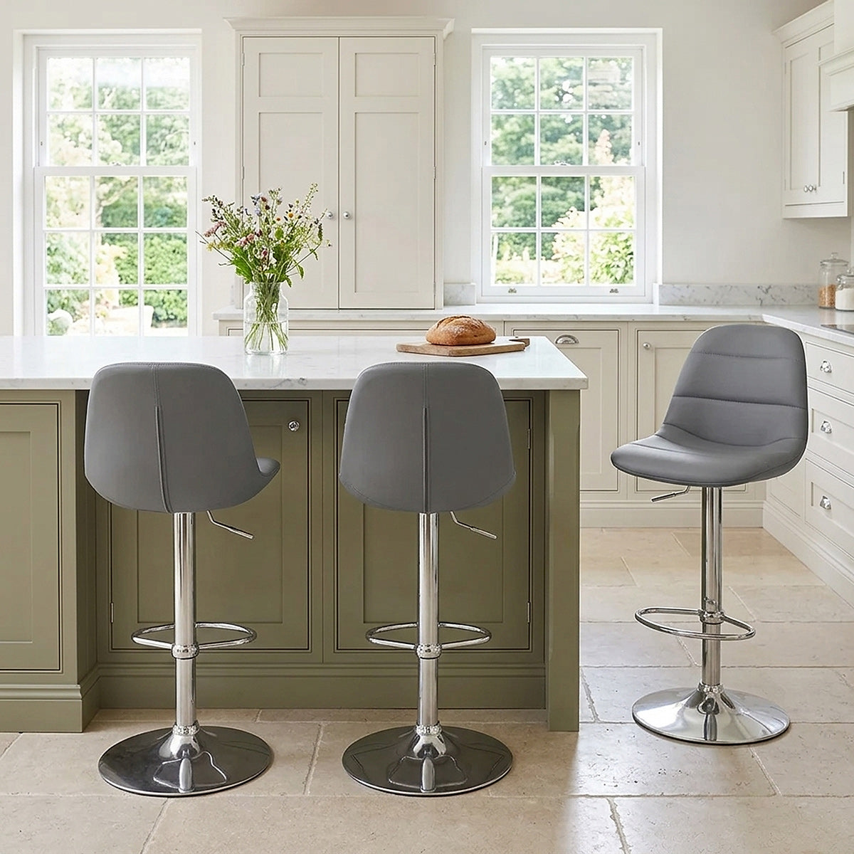 Ferrero Brushed Steel Bar Stool Grey