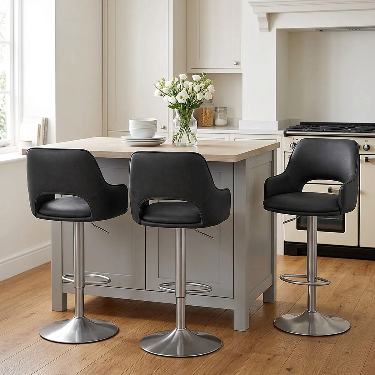 Fiji Brushed Steel Stool Charcoal