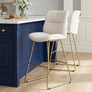 Finley Gold Stool White Boucle
