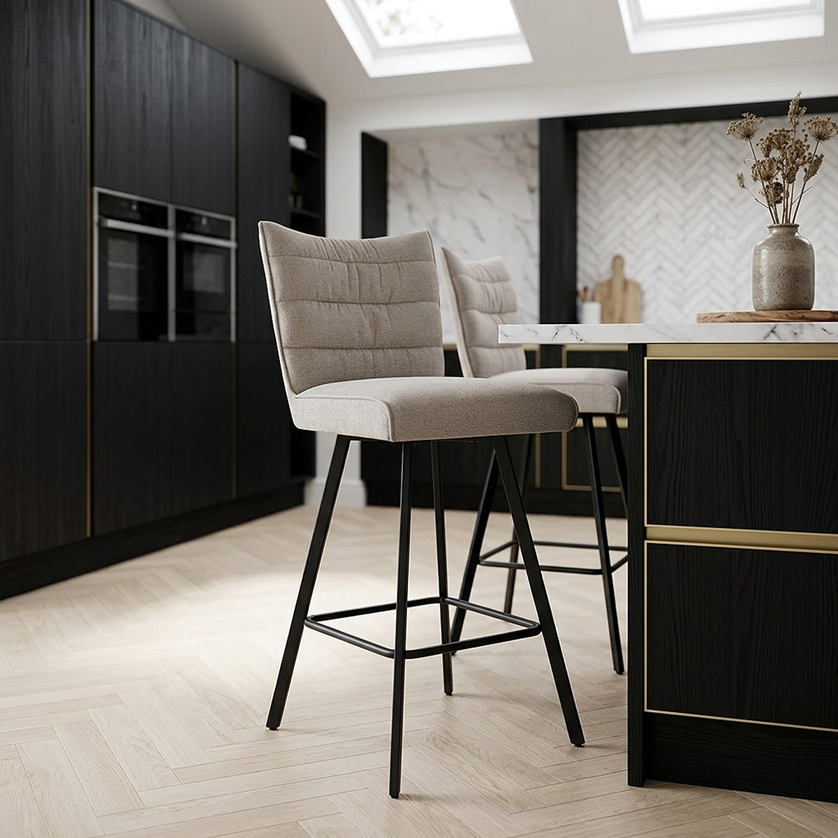 Forte Bar Stool Beige Fabric