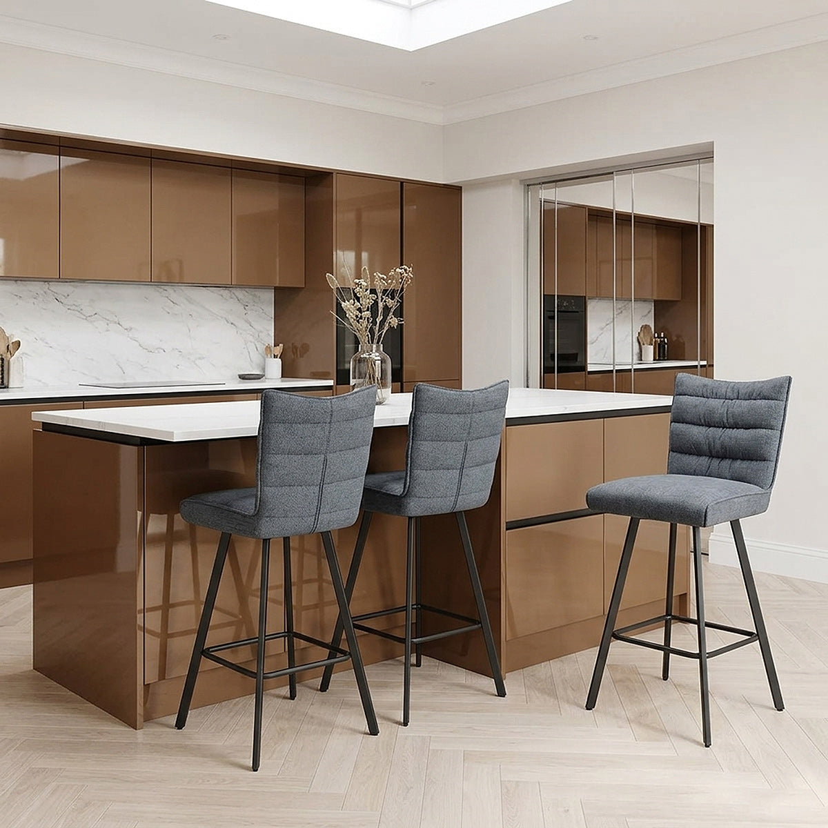 Forte Bar Stool Blue Fabric