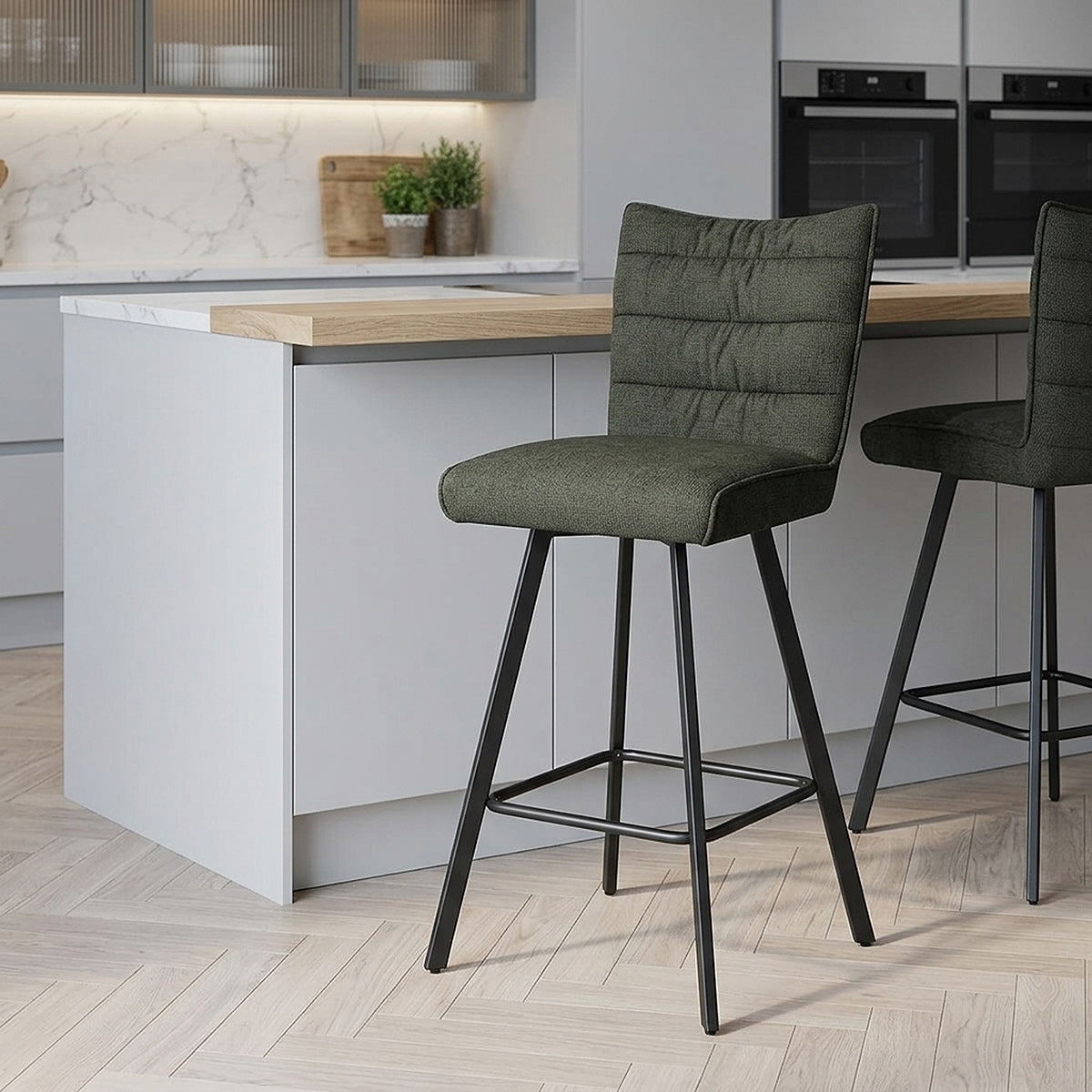 Forte Bar Stool Green Fabric
