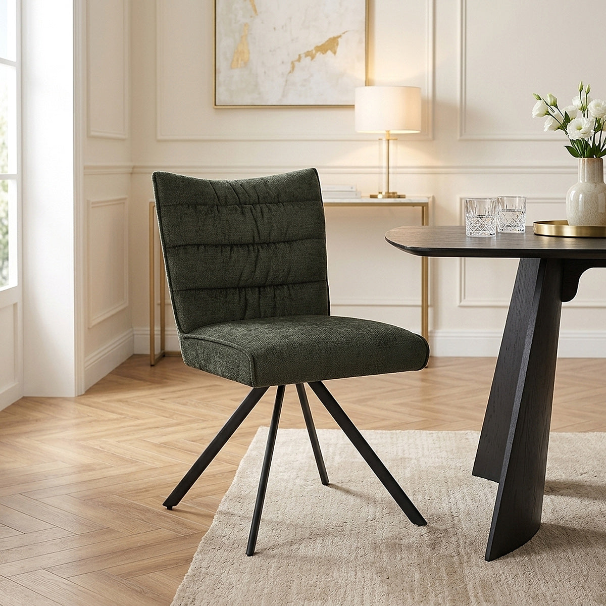 Forte Dining Chair Green Fabric