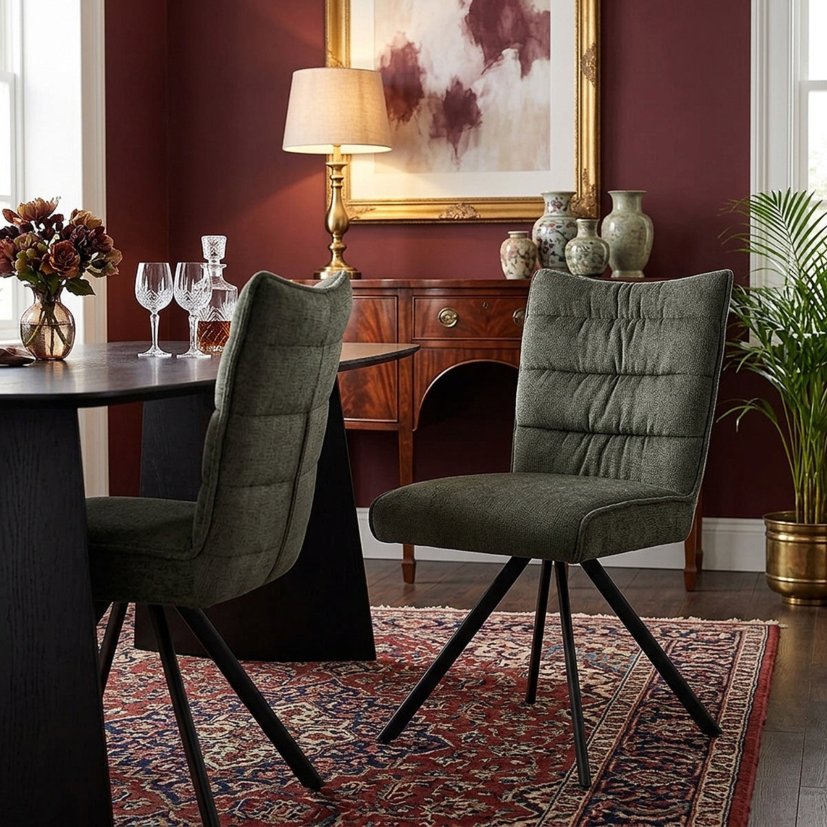 Forte Dining Chair Green Fabric