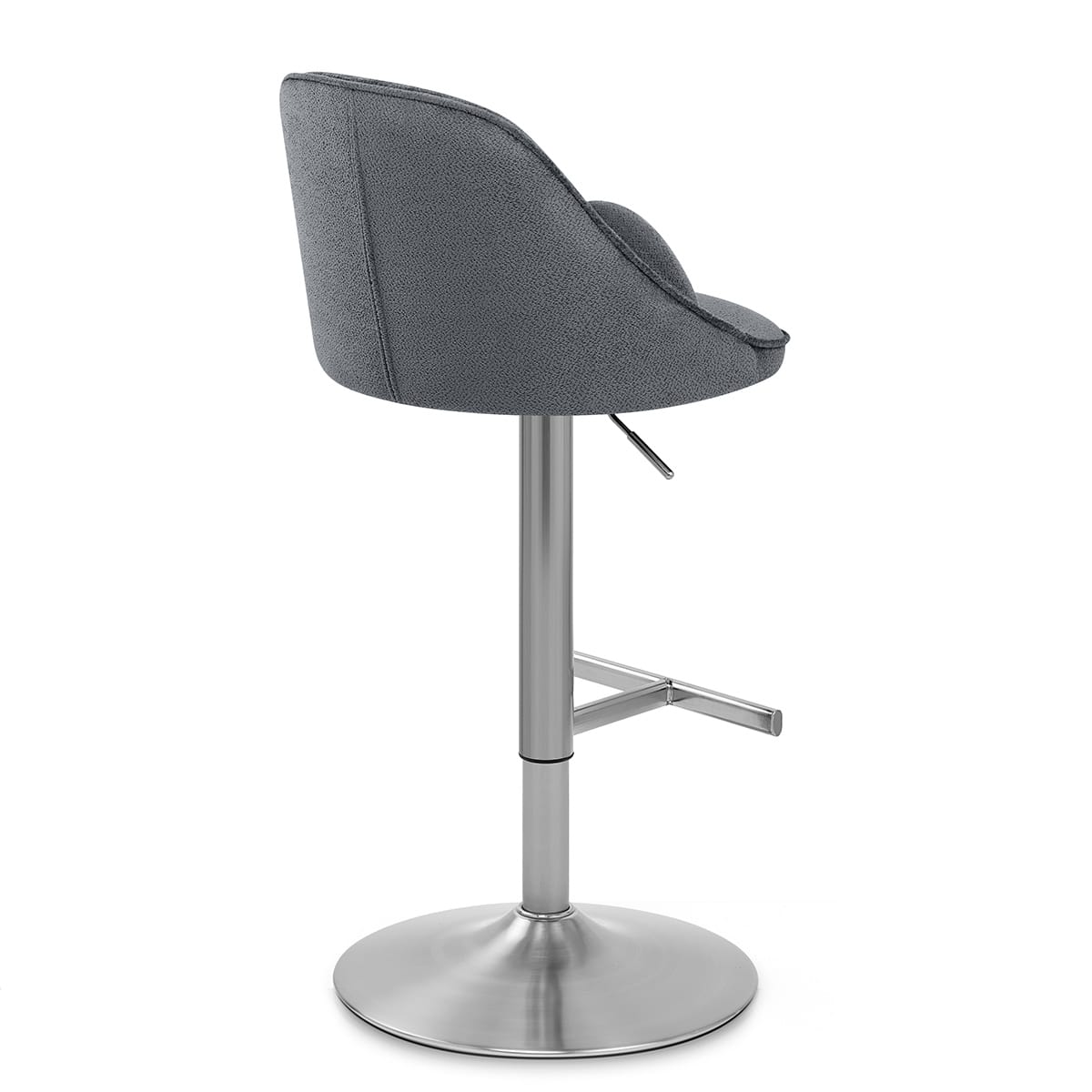 Freya Brushed Steel Stool Grey Fabric