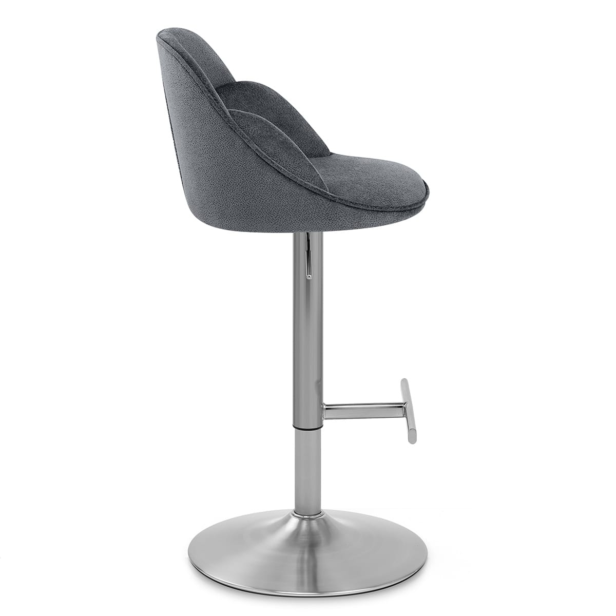Freya Brushed Steel Stool Grey Fabric