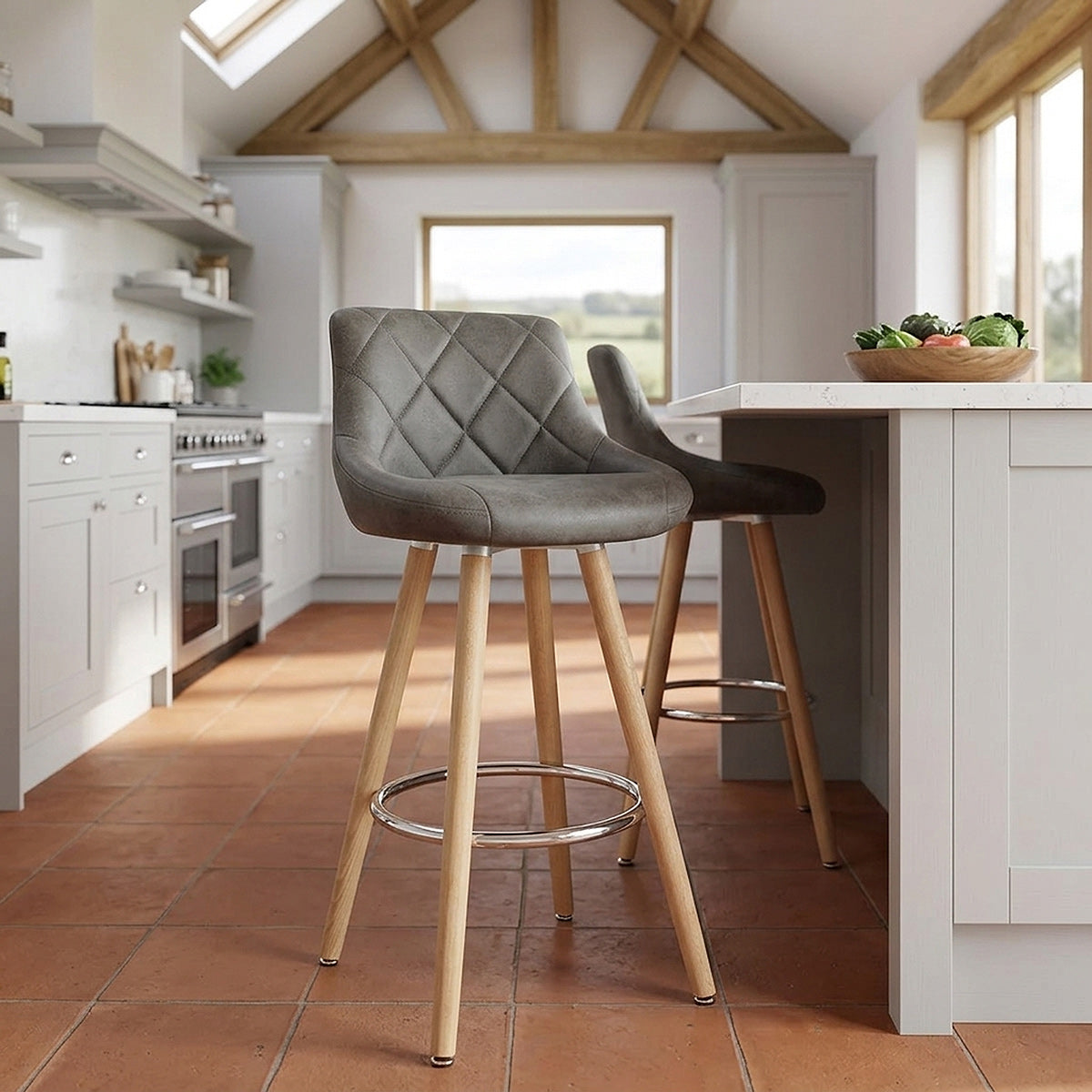 Fuse Wooden Stool Charcoal