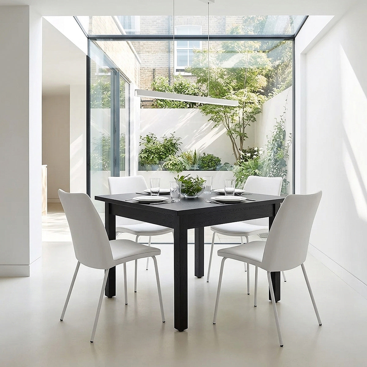 Geneva 100cm Black Square Table & 4 Cosmo Chairs Dining Set