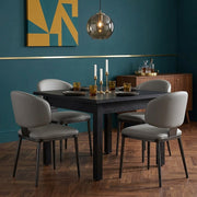 Geneva 100cm Black Square Table & 4 Elton Graphite Faux Leather Chairs Dining Set