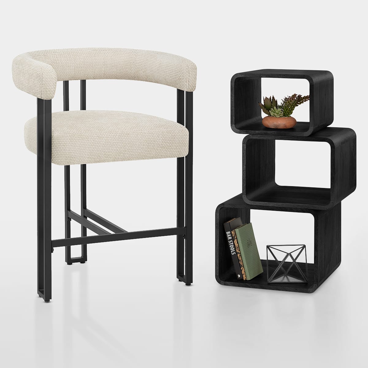 Gigi Bar Stool Cream Fabric