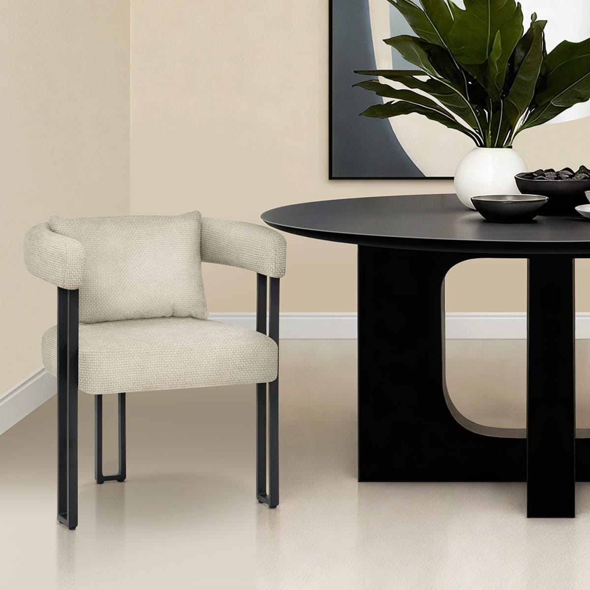 Gigi Chair & Cushion Cream Fabric