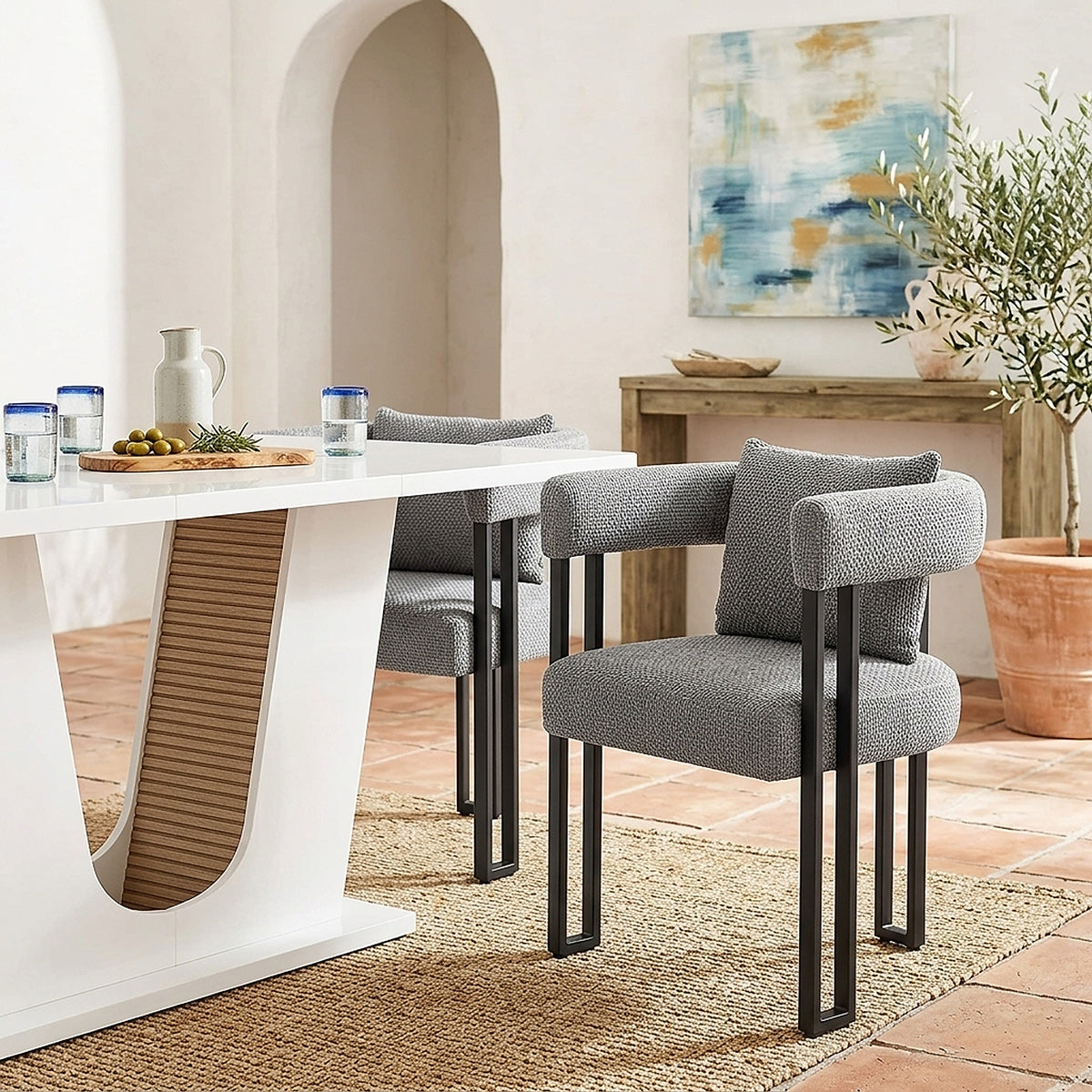 Gigi Chair & Cushion Grey Fabric