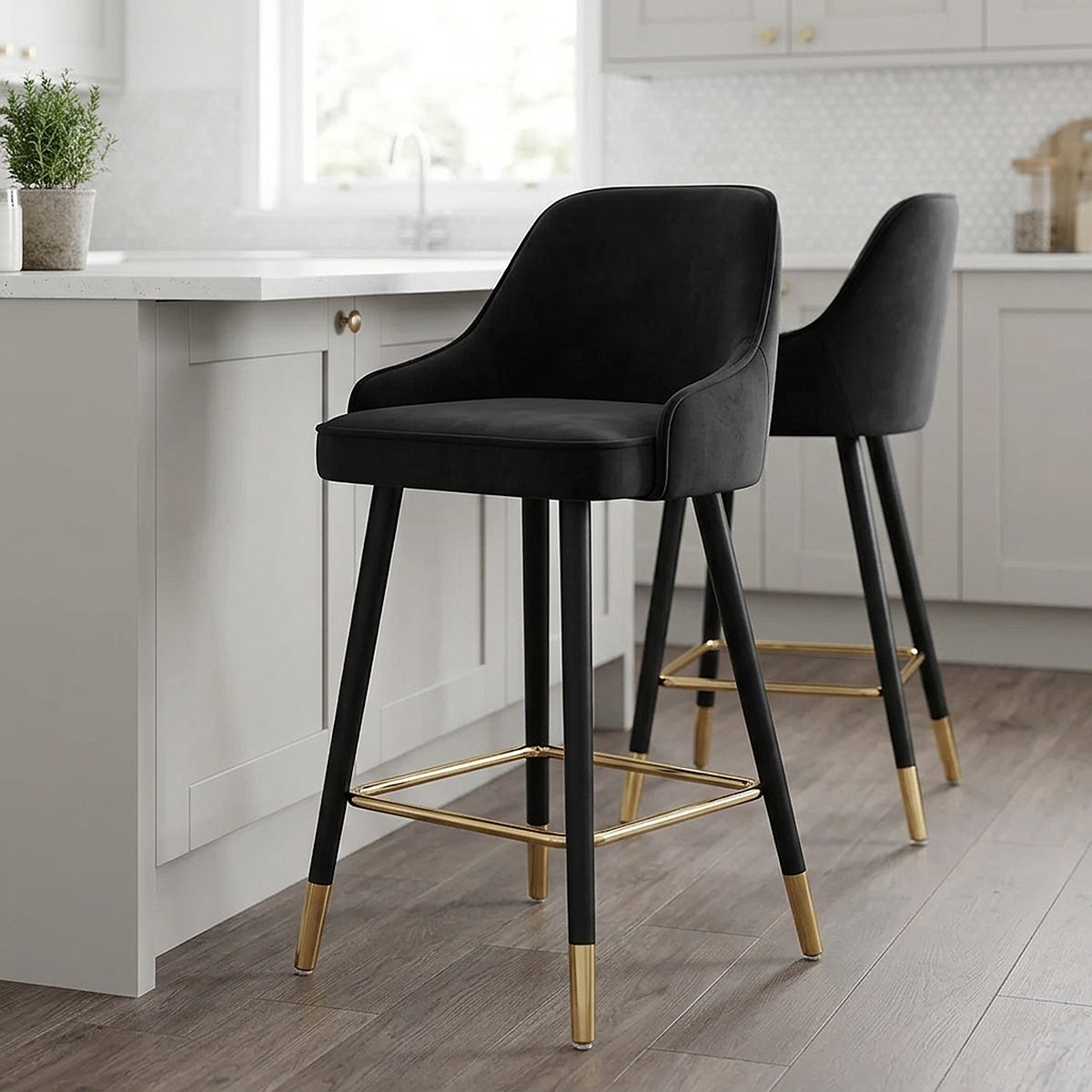 Glam Stool Gold & Black Velvet
