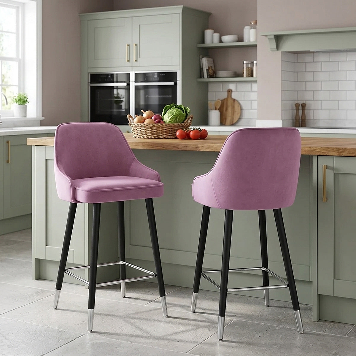Glam Bar Stool Purple Velvet