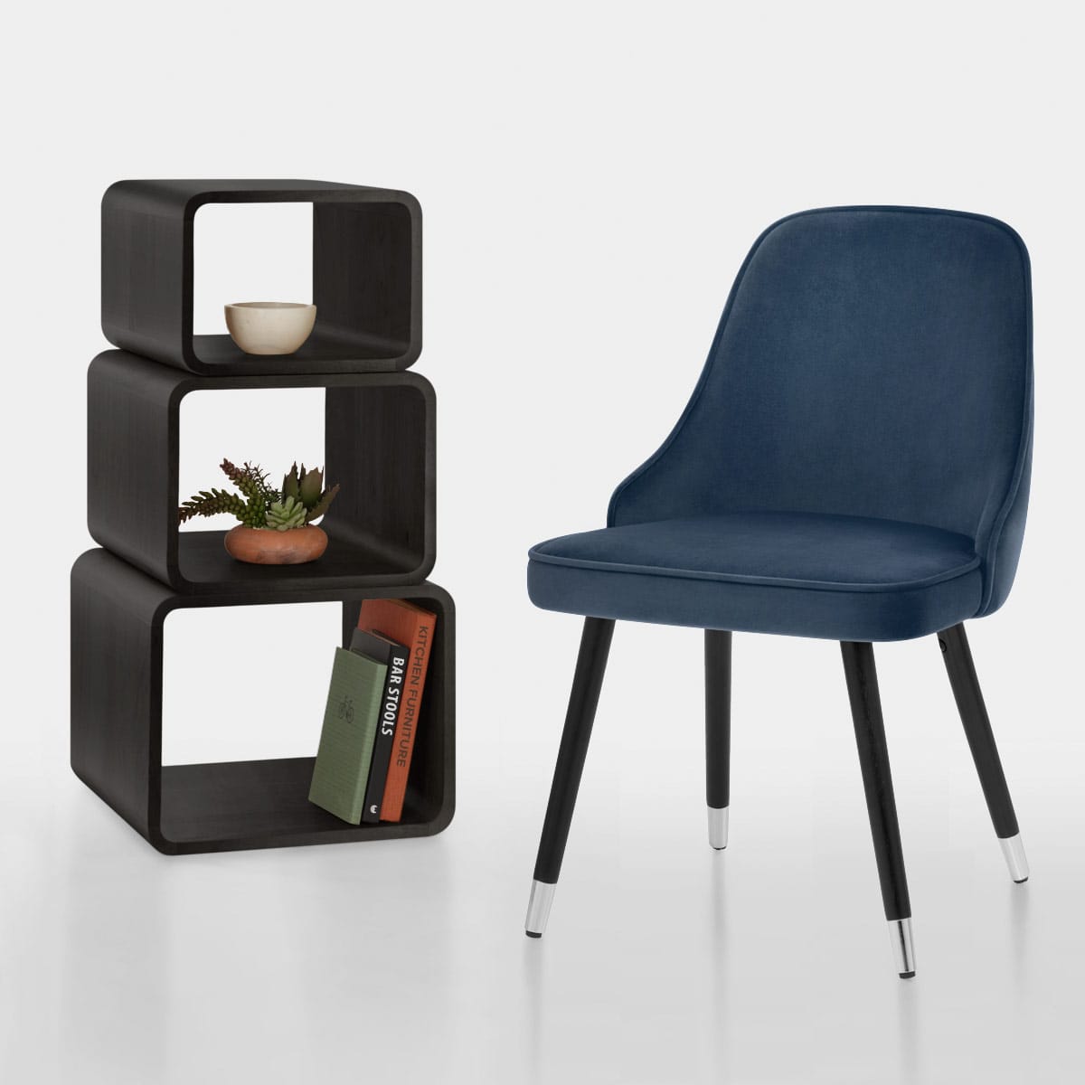 Glam Dining Chair Blue Velvet