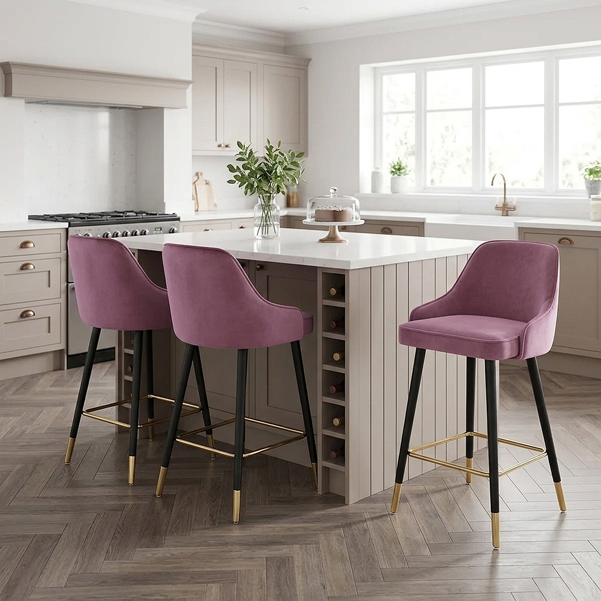 Glam Stool Gold & Purple Velvet