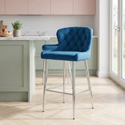 Grace Bar Stool Blue Velvet