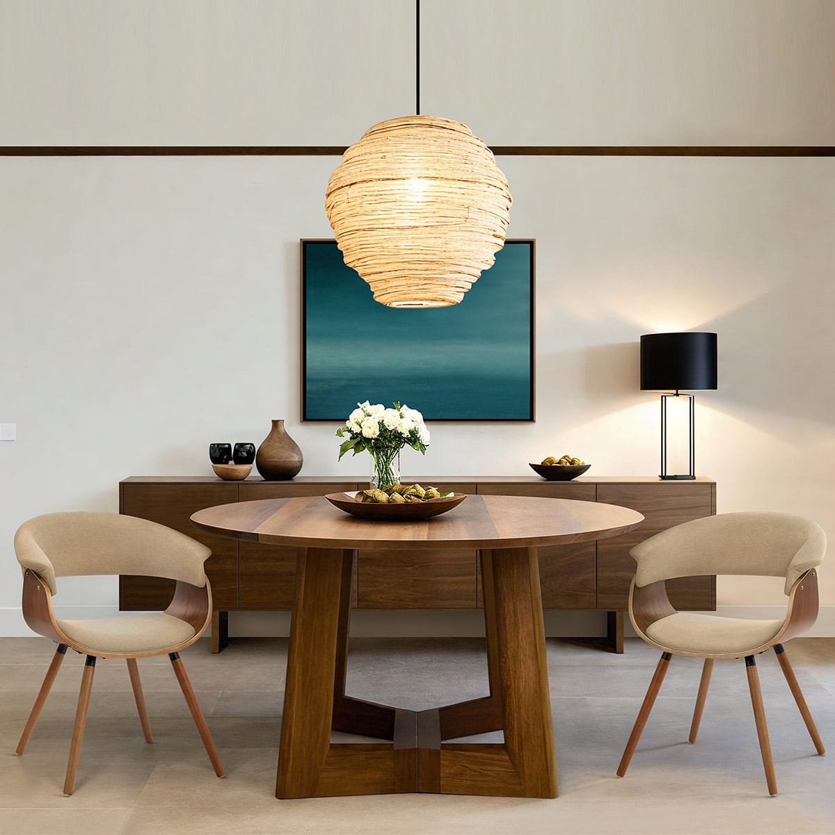 Grafton Dining Chair Walnut & Beige