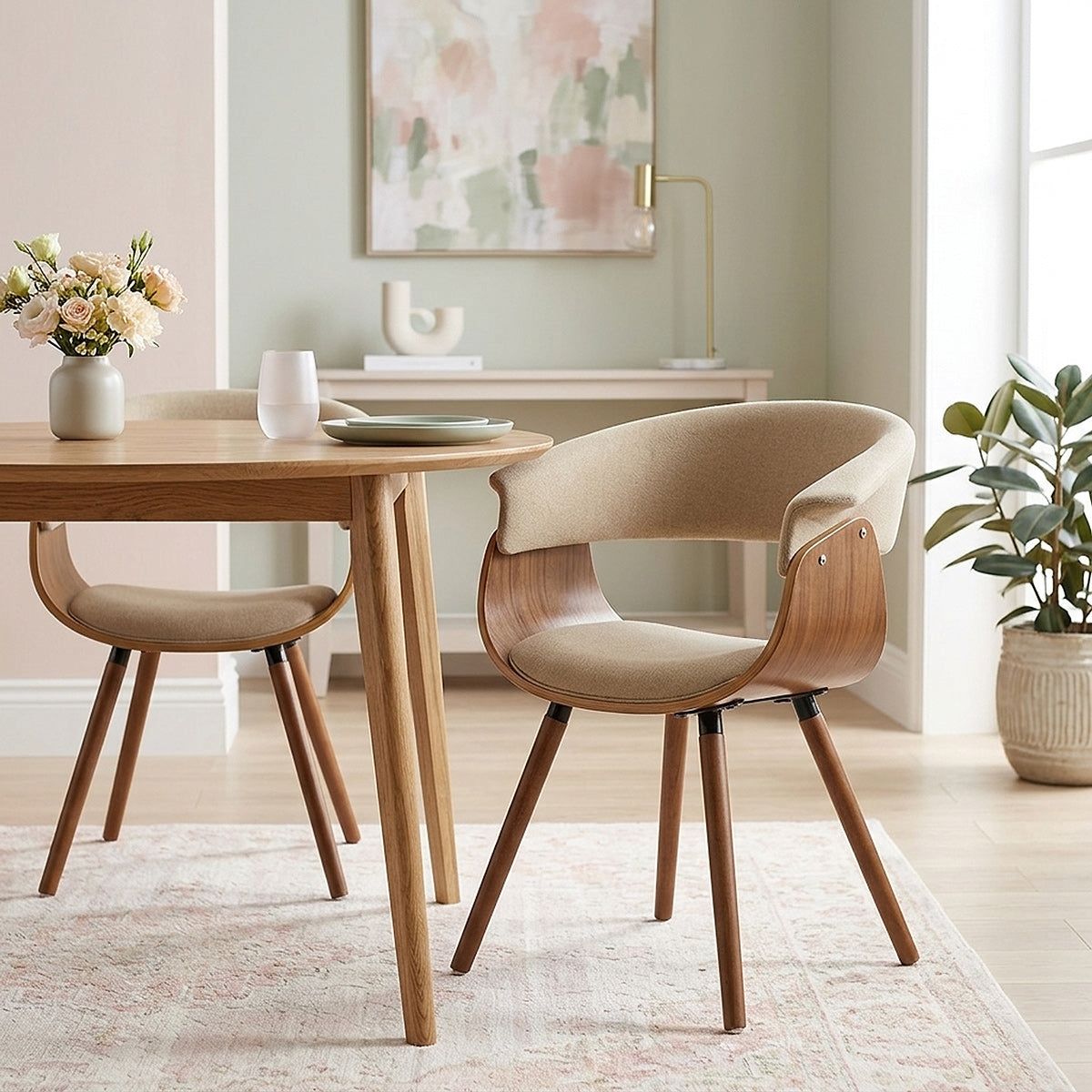 Grafton Dining Chair Walnut & Beige