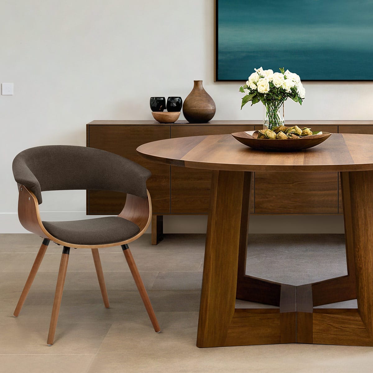 Grafton Dining Chair Walnut & Brown