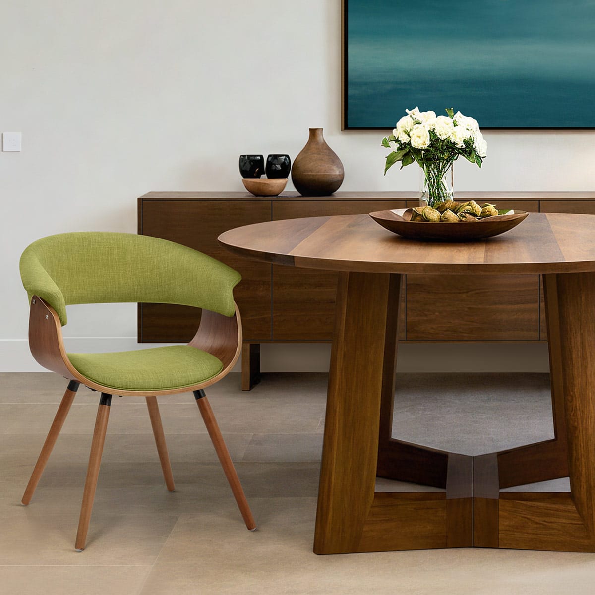 Grafton Dining Chair Walnut & Green