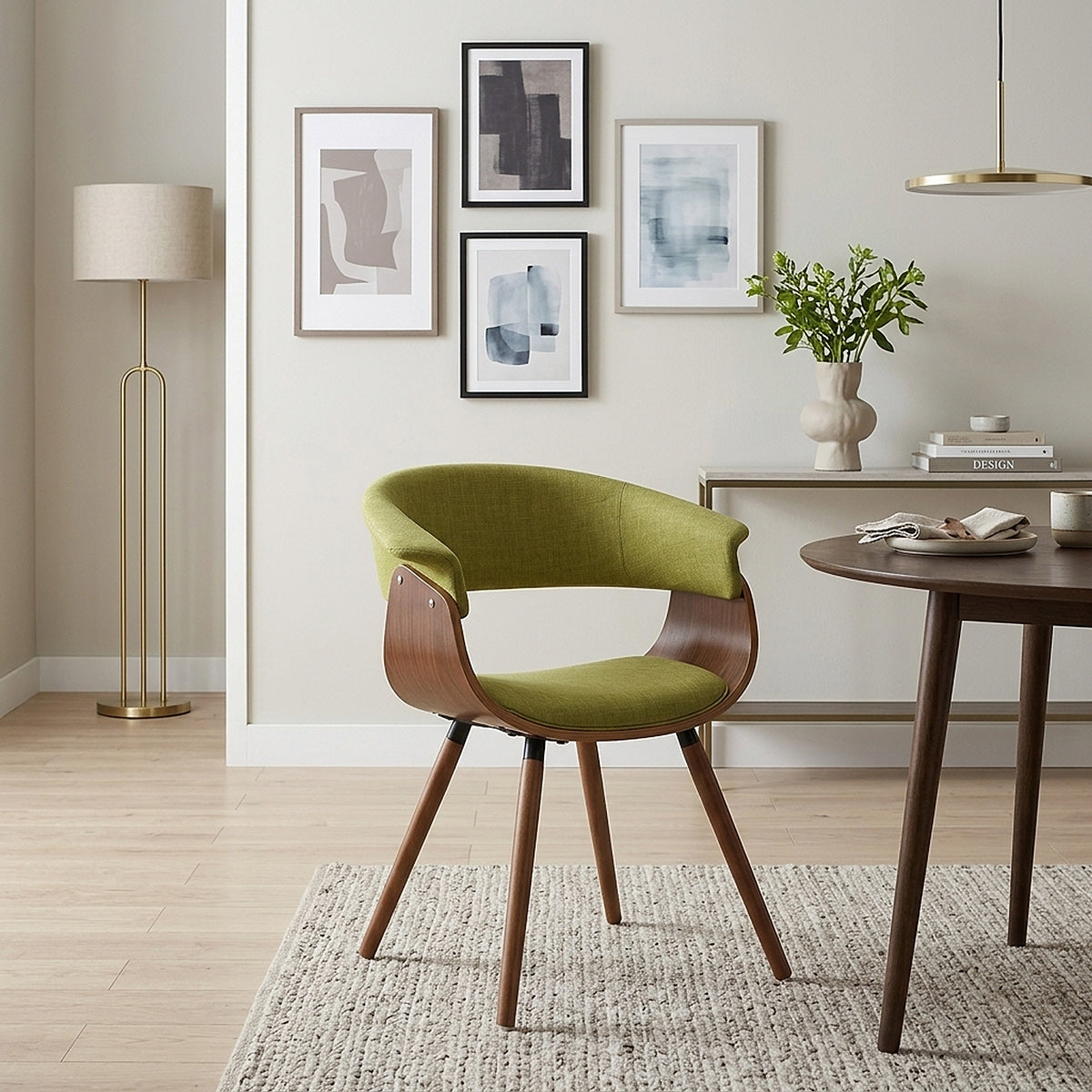 Grafton Dining Chair Walnut & Green