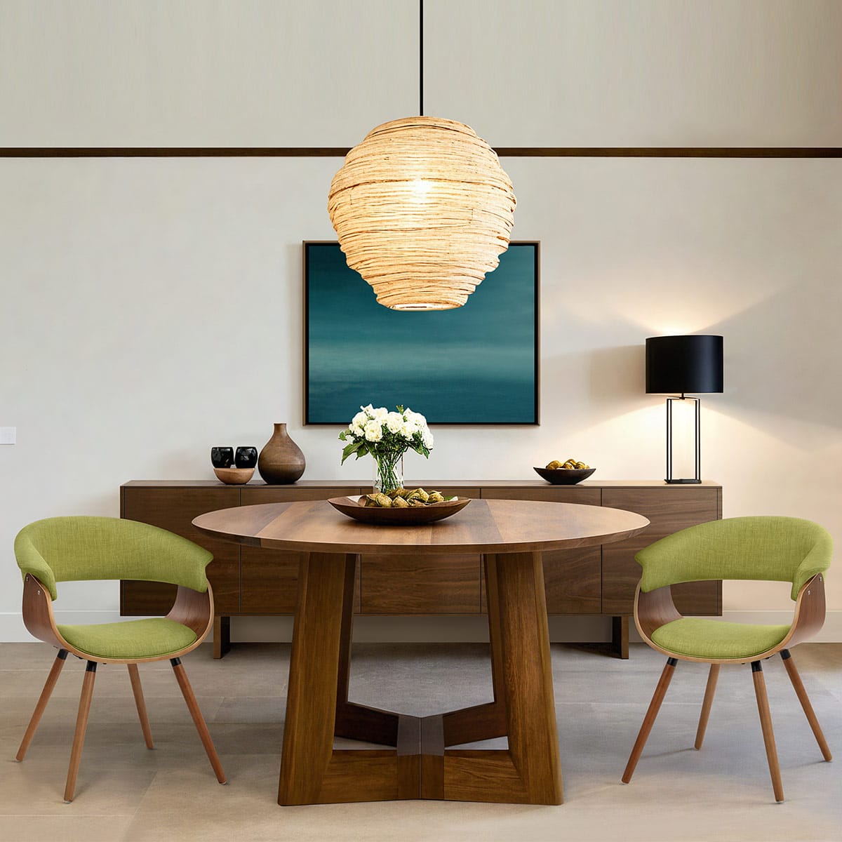 Grafton Dining Chair Walnut & Green