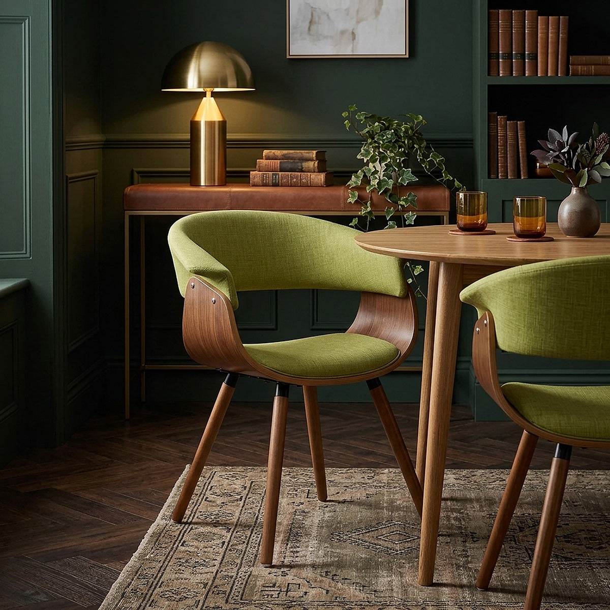Grafton Dining Chair Walnut & Green