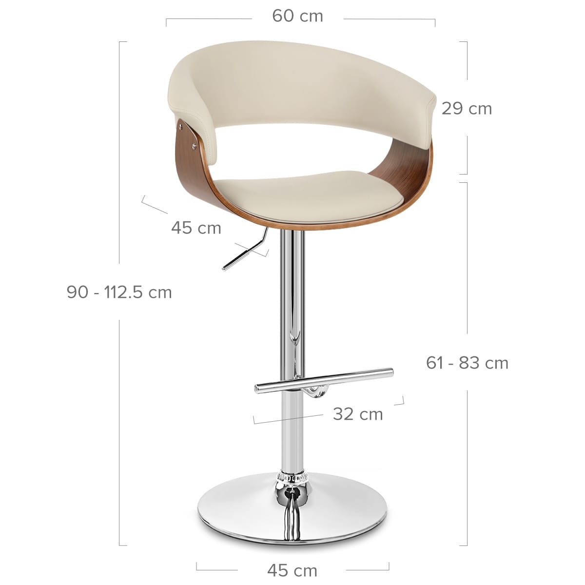 Grafton Stool Walnut & Cream