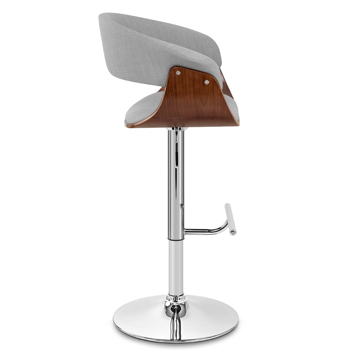 Grafton Stool Walnut & Grey Fabric