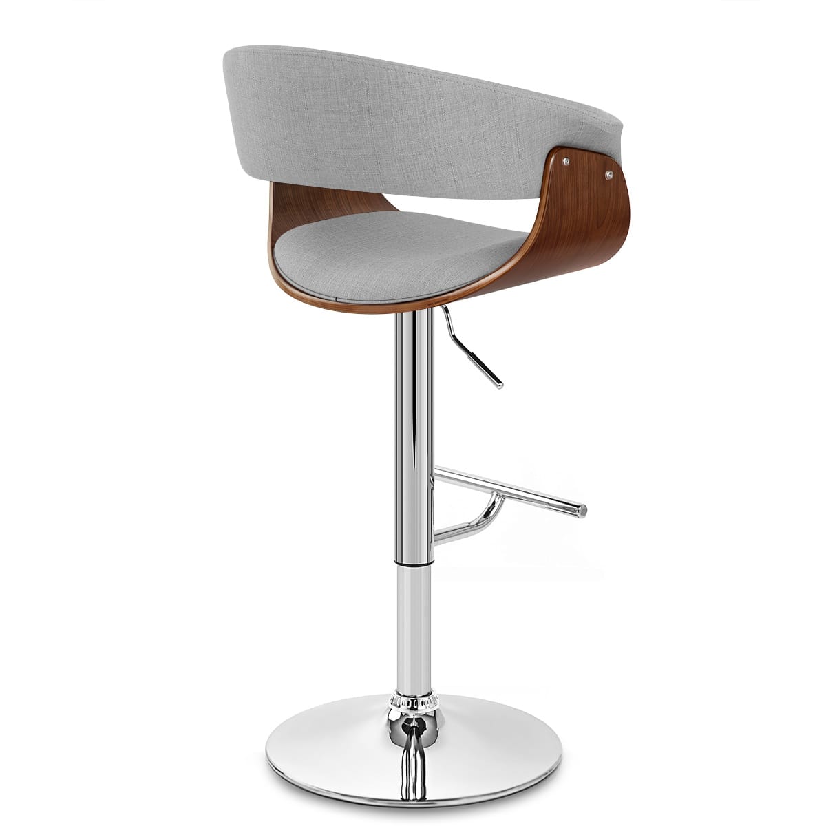 Grafton Stool Walnut & Grey Fabric