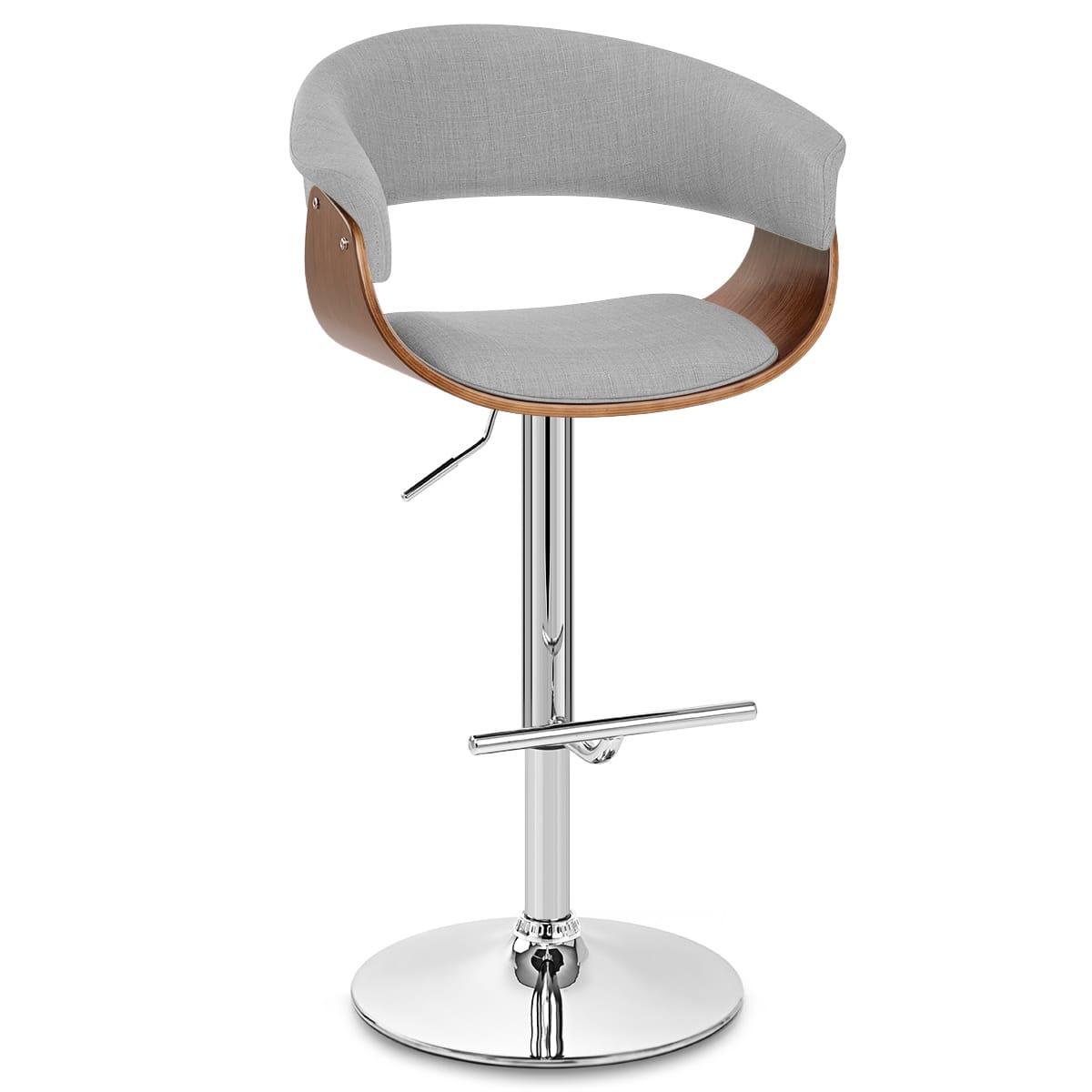 Grafton Stool Walnut & Grey Fabric