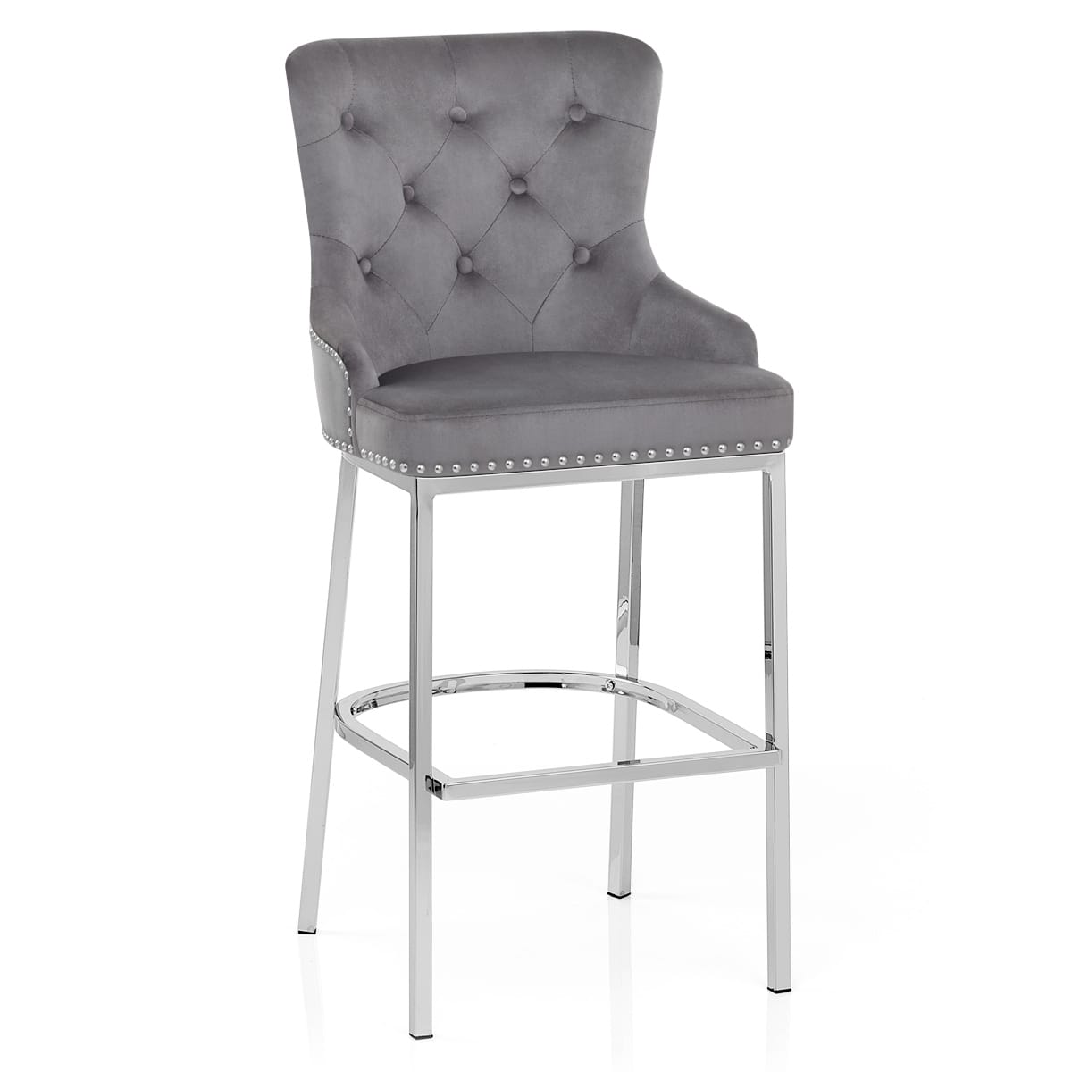 Grange Bar Stool Grey Velvet