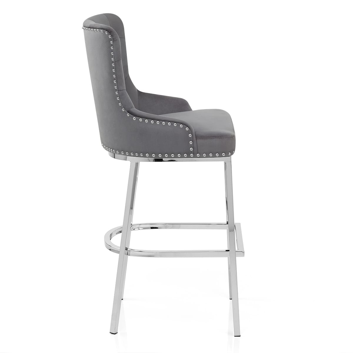 Grange Bar Stool Grey Velvet