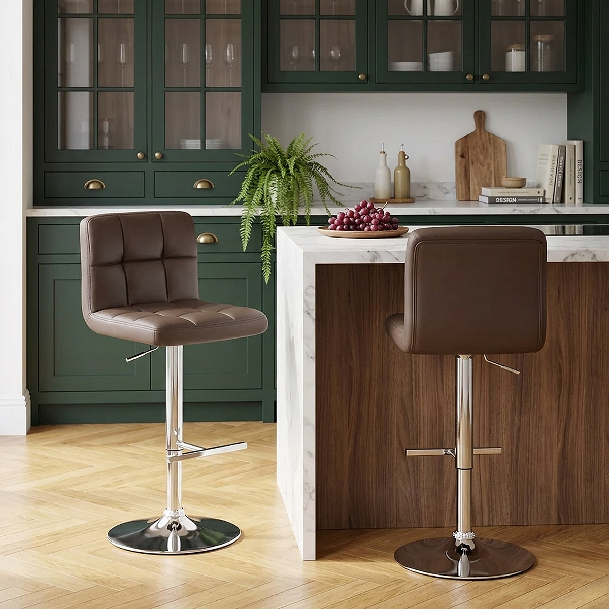 Grid Bar Stool Brown