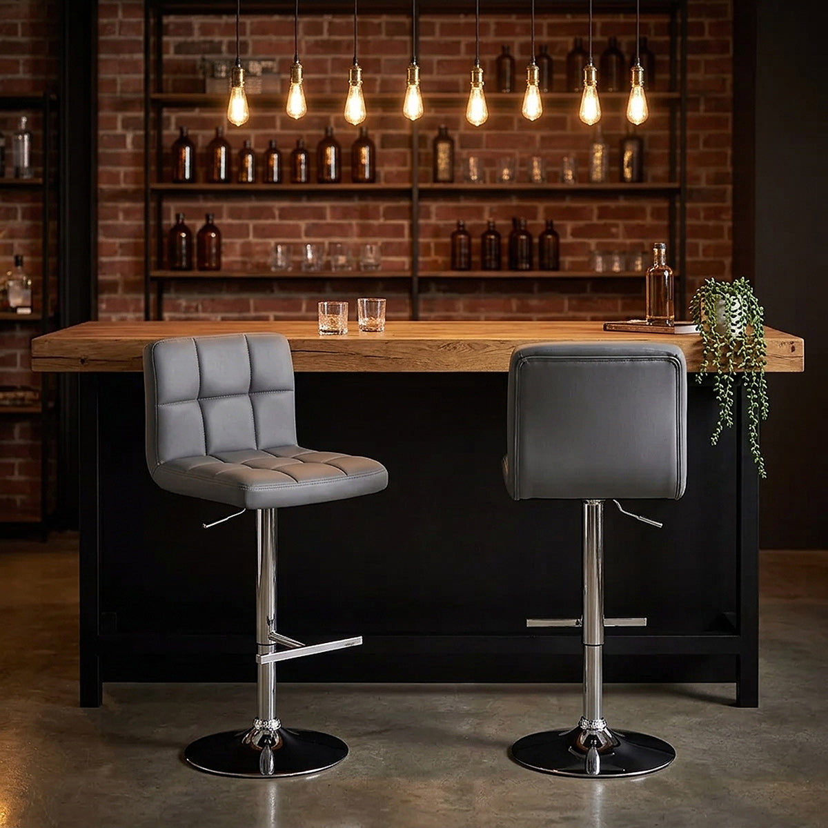 Grid Bar Stool Grey