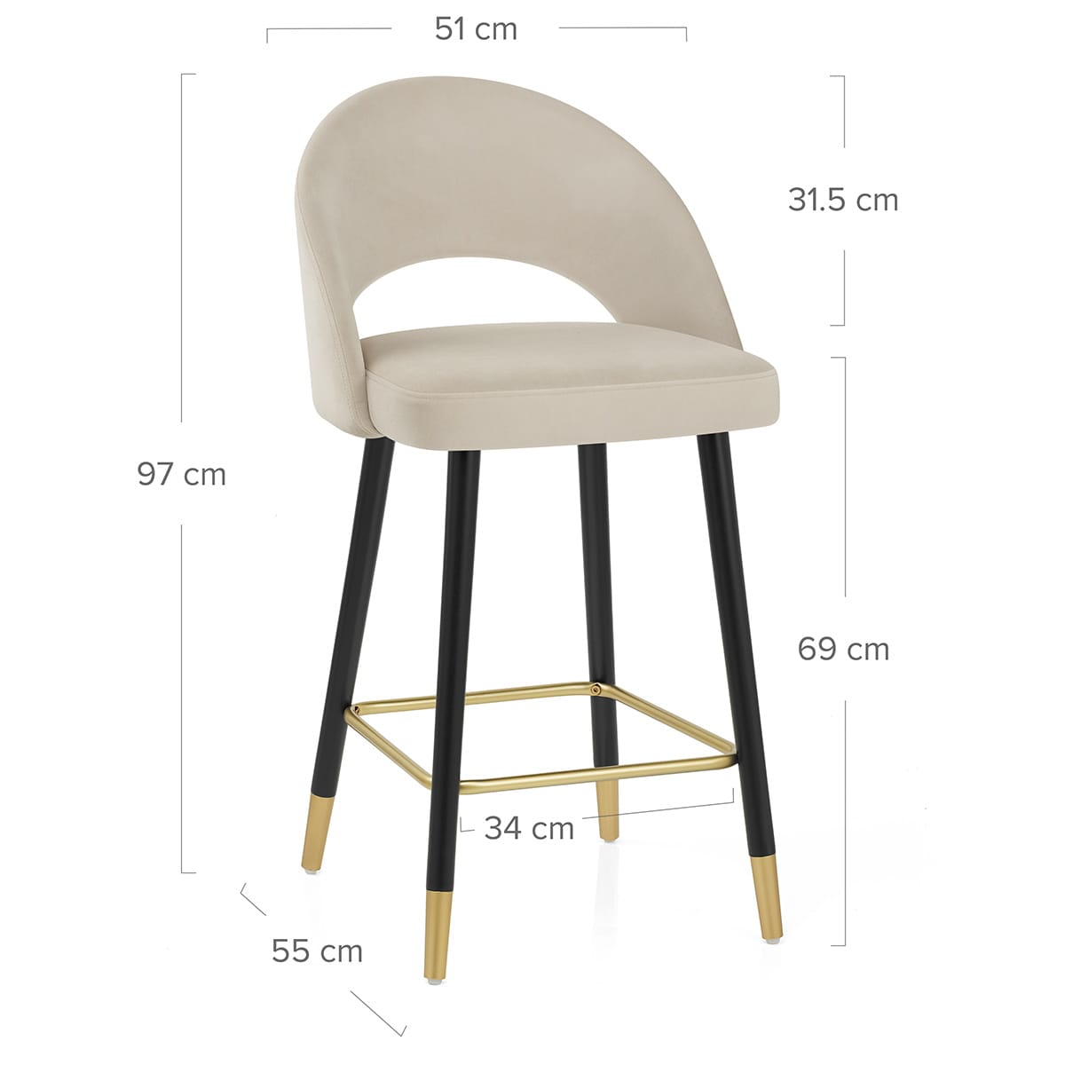 Halo Bar Stool Champagne Velvet
