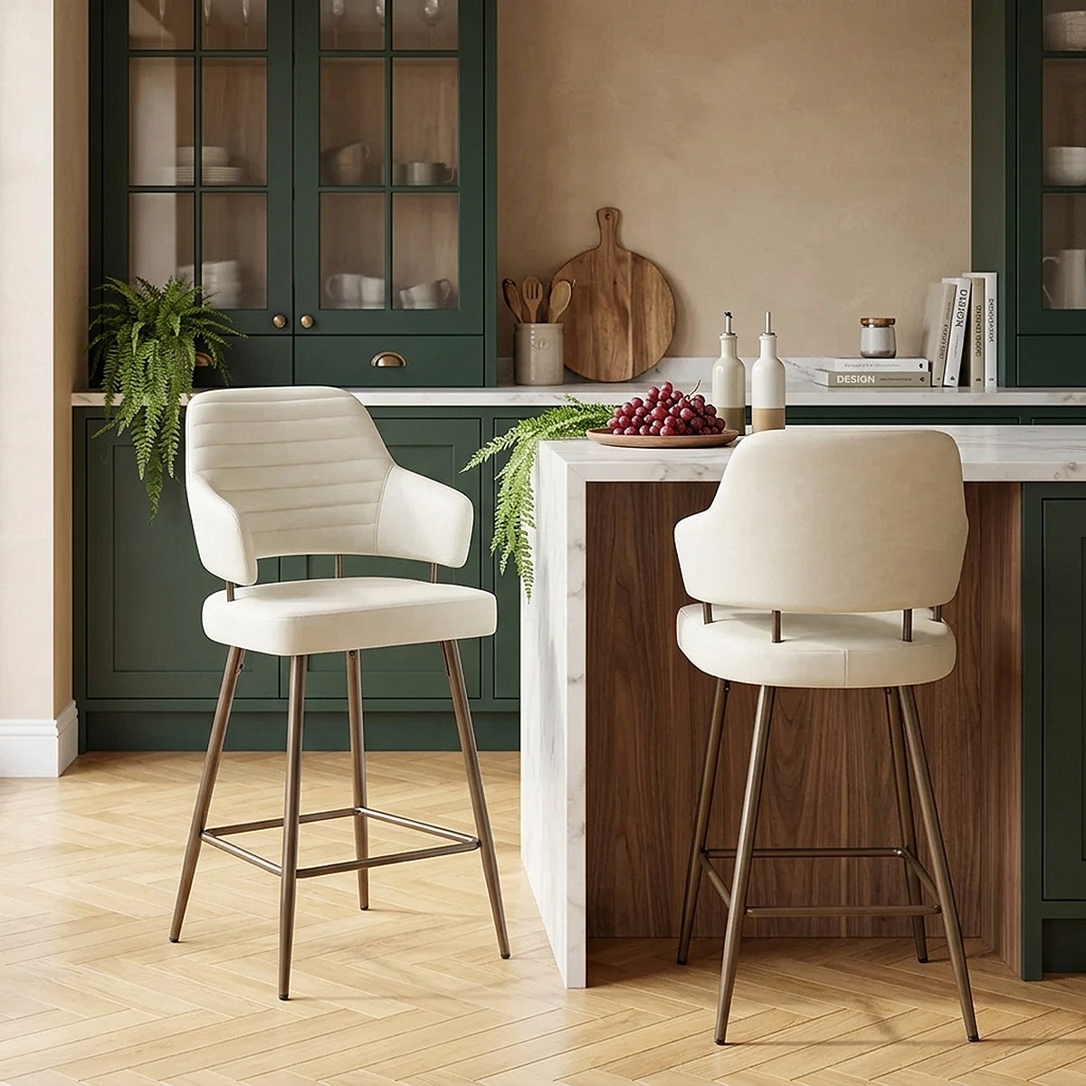 Hampton Bar Stool Bronze & Cream