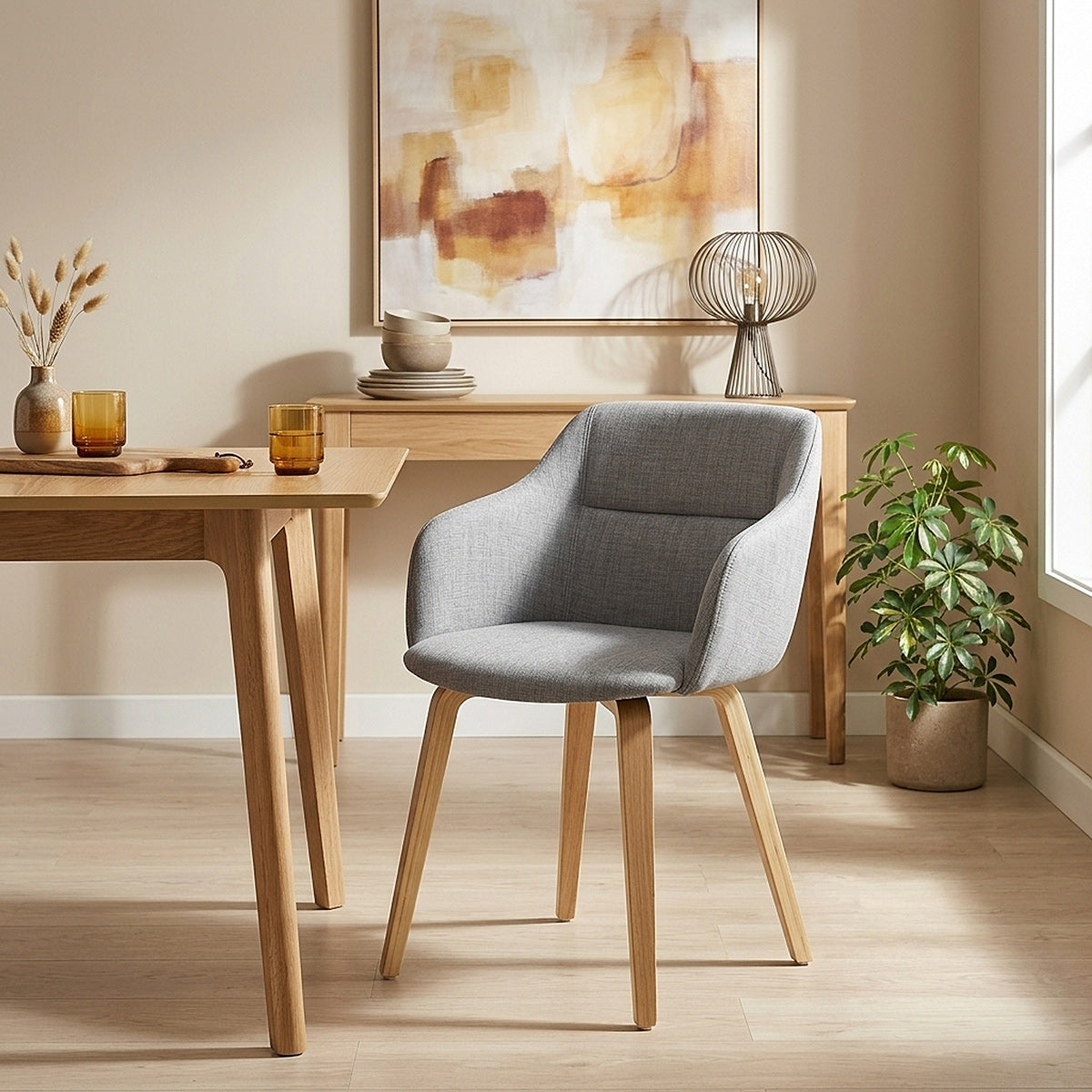 Harley Dining Chair Light Grey Fabric
