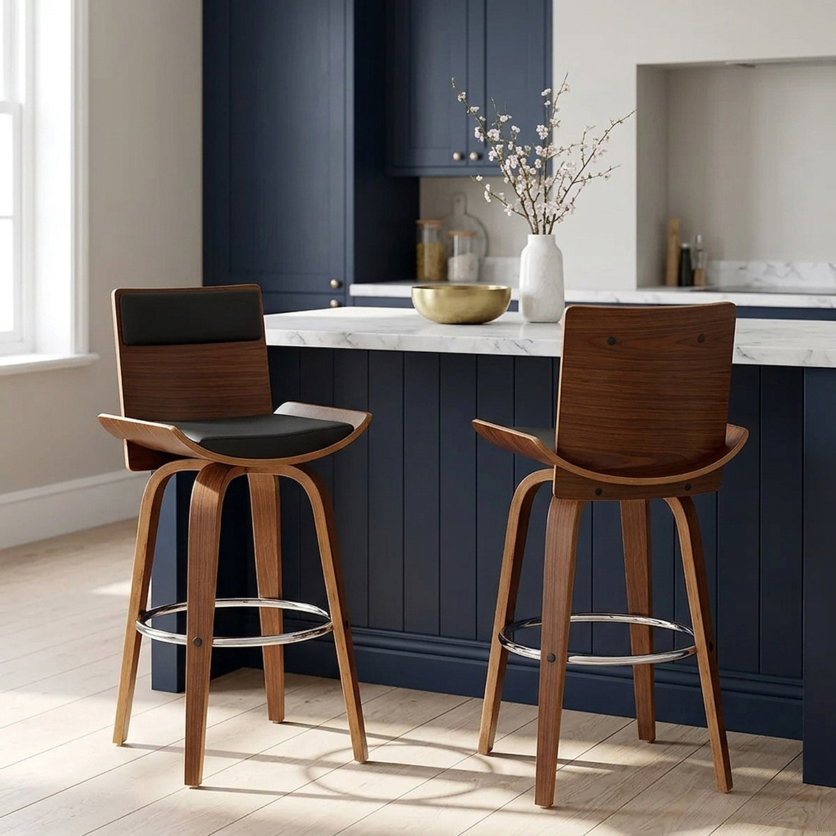 Harper Bar Stool Walnut & Black